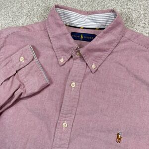 Ralph Lauren Button Down Shirt Mens XL Pink Oxford Long Sleeve Pony Logo